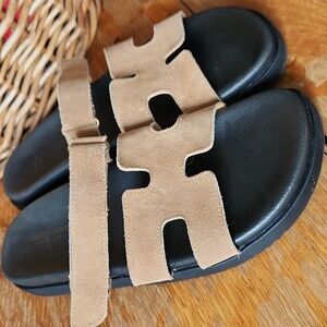 PROJECT‎ CLOUD MAYVEN Sandals Slides Leather Suede Chestnut Size 11